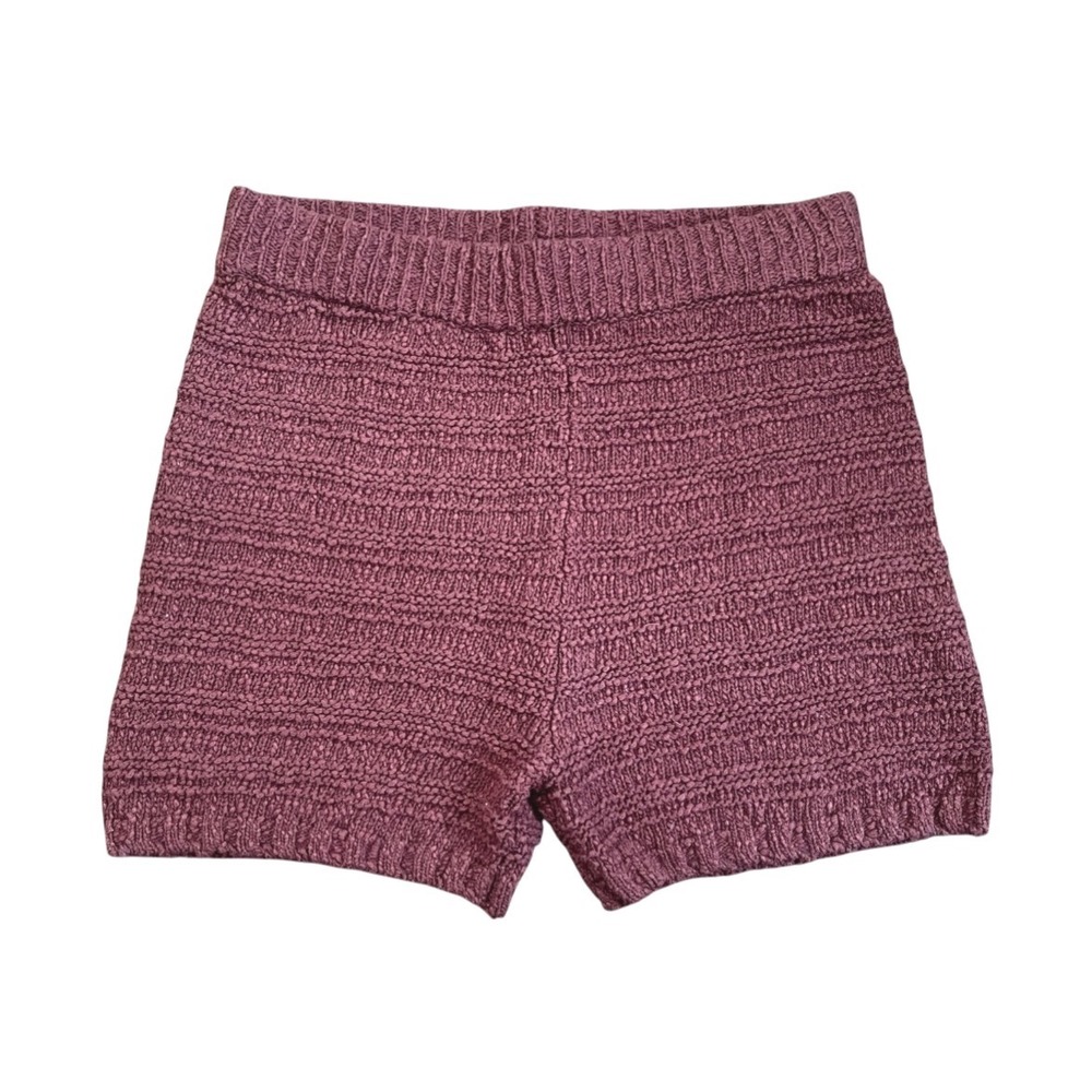 FP BEACH Free People RIBBED CRINKLE SWEATER KNIT SHORTS Burgundy Brown Cotton XS